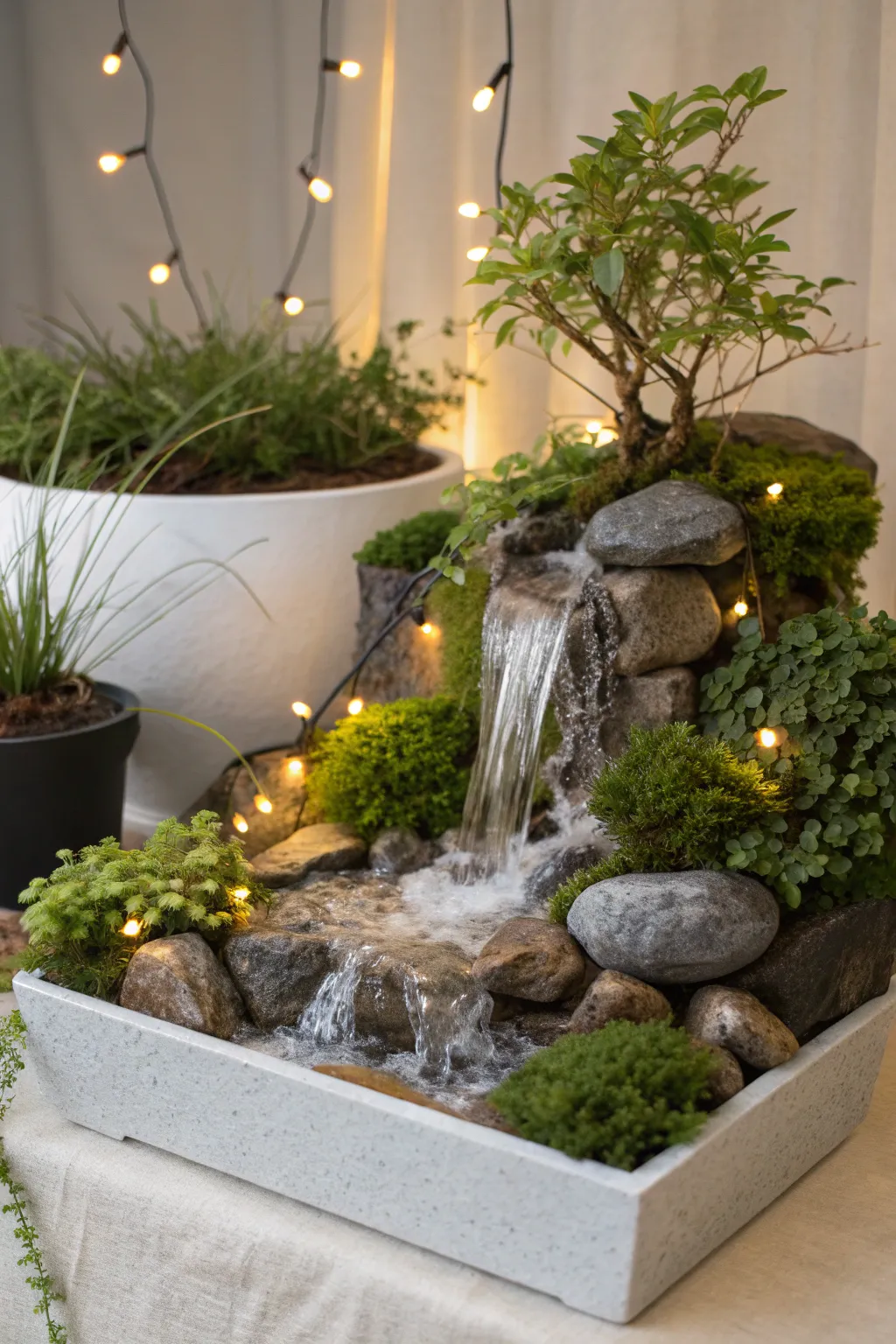 Illuminate your imagination with this enchanting waterfall diorama, where simplicity meets natural beauty.