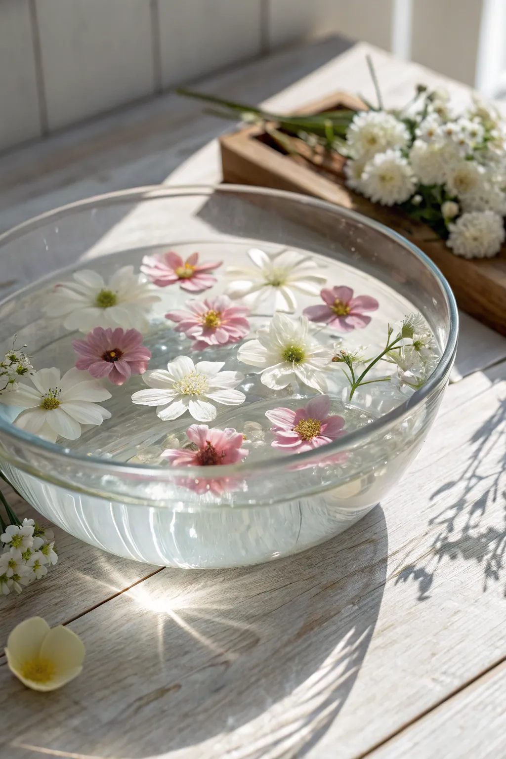 Create serene elegance with DIY floating flower bowls for your wedding centerpiece.