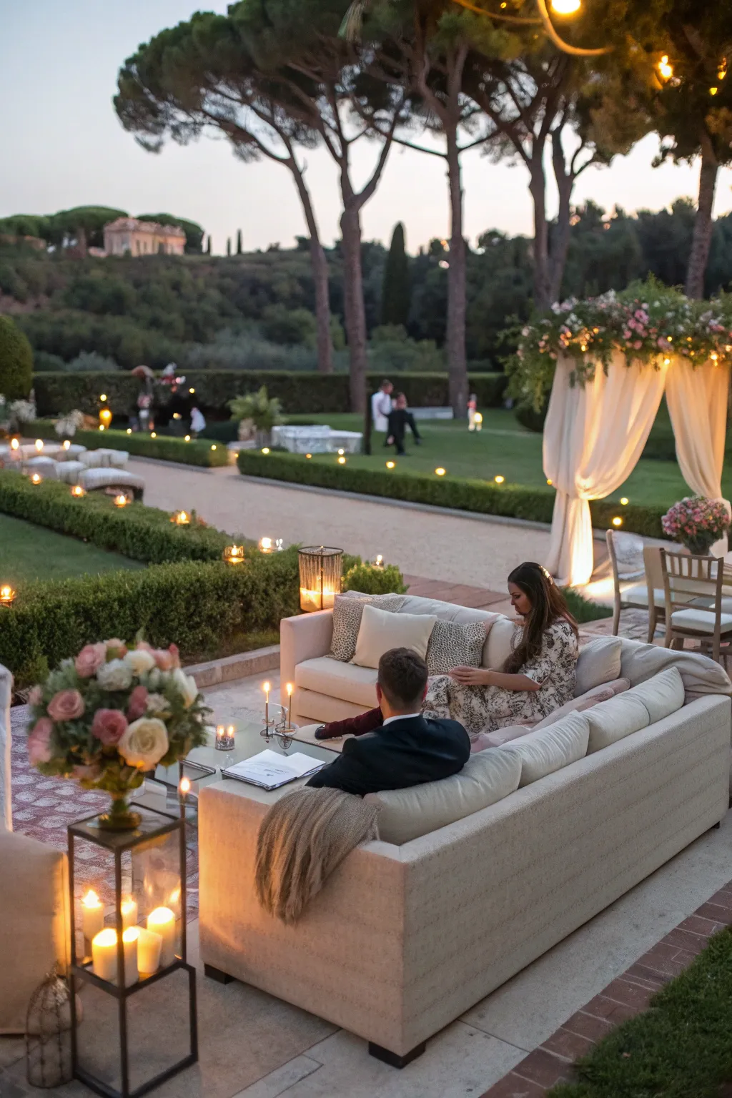 Outdoor lounge areas offer a cozy retreat for guests.