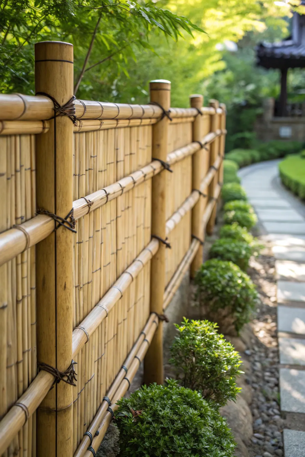 Elevate your garden with the elegance of bamboo fencing, where simplicity meets natural beauty.