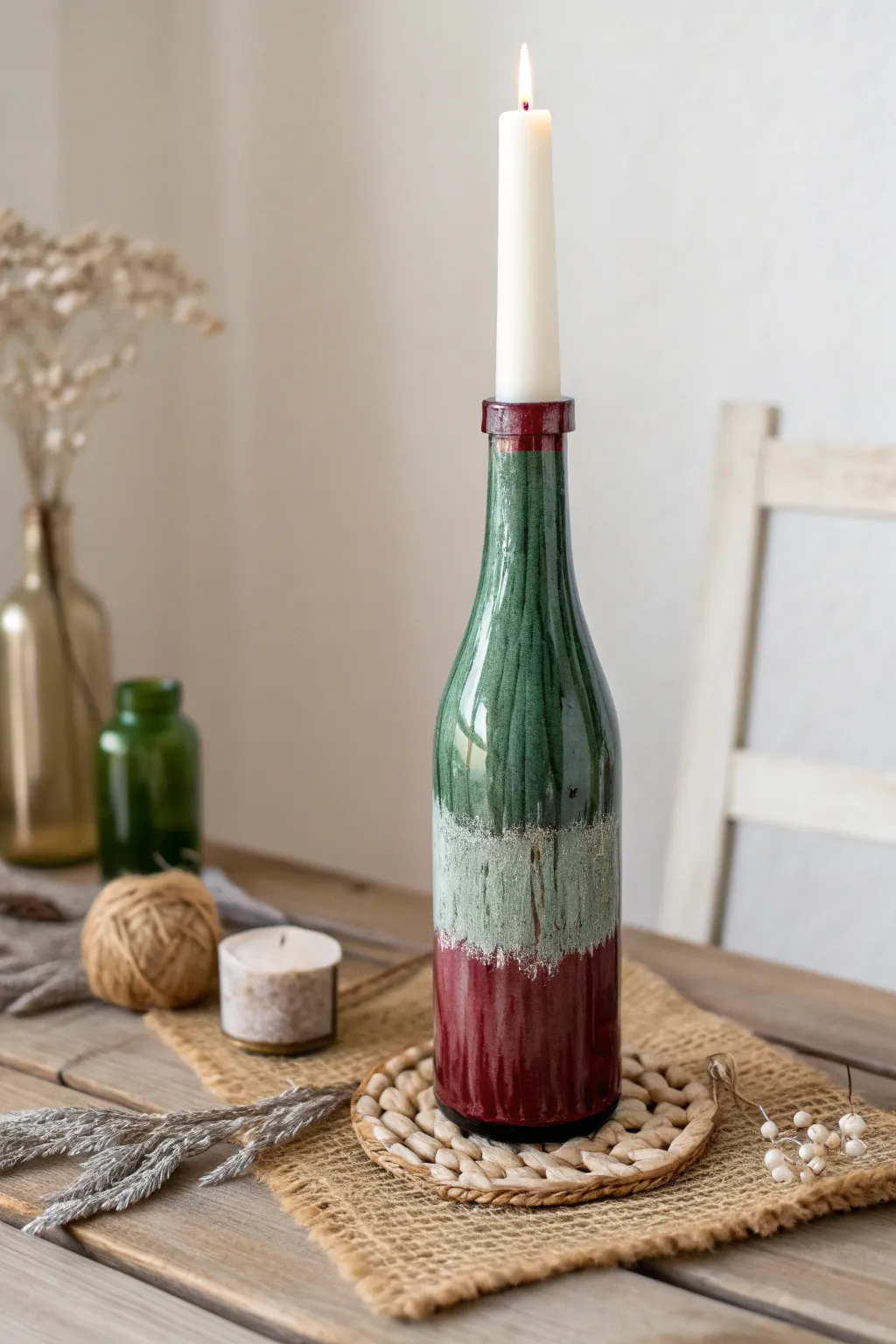Transform glass bottles into stunning holiday decor with a touch of minimalist elegance. ✨🕯️ #CraftedBeauty #ScandiBoho