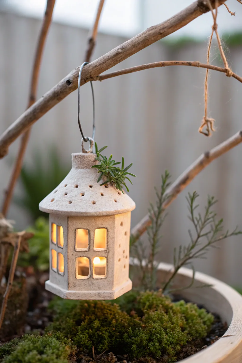 Illuminate your garden with the enchanting glow of handmade clay lanterns. ✨🌿 #FairyGardenMagic #ScandiBoho