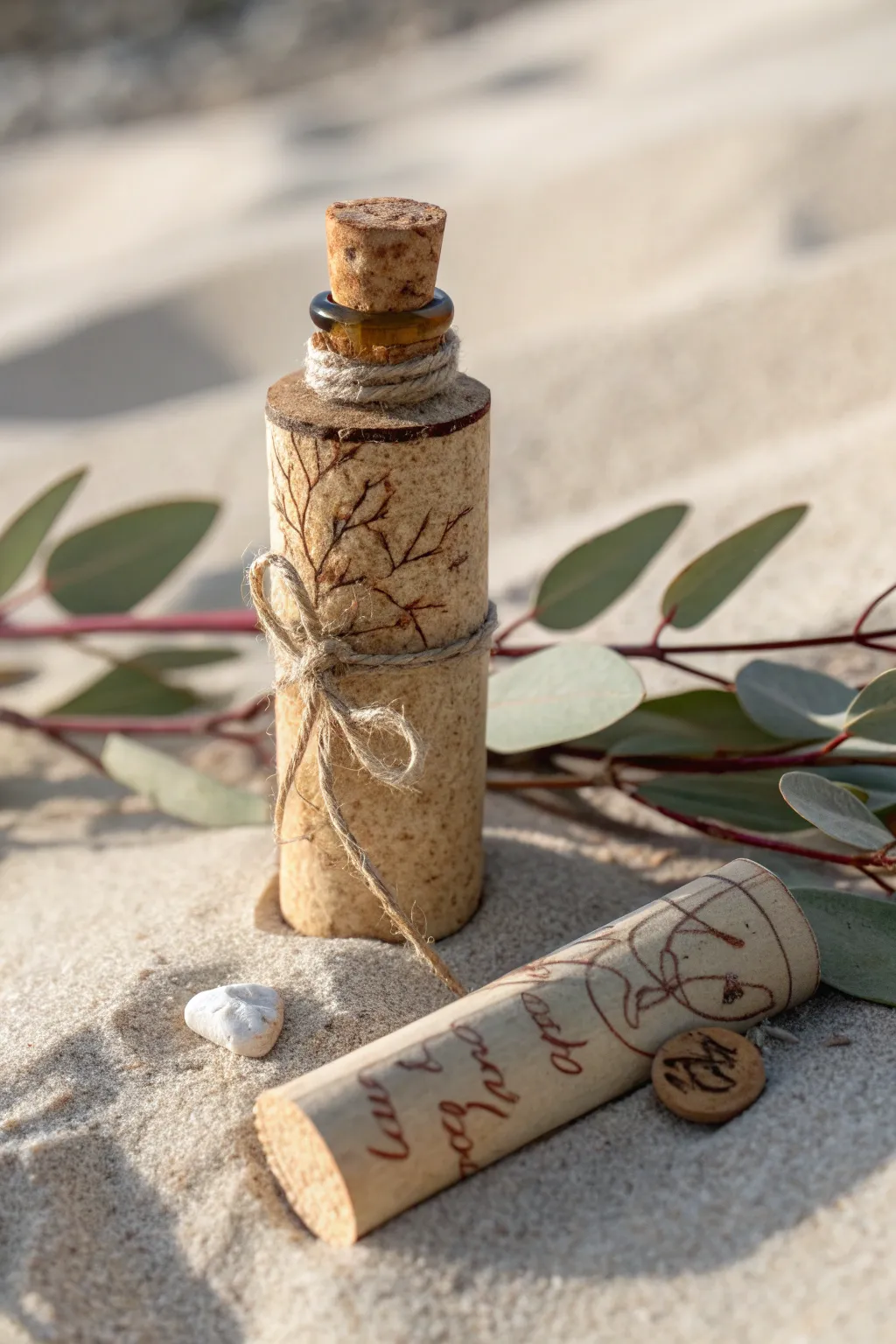 Send a whimsical message with this charming cork bottle decor. Perfect for adding a playful touch to any space!