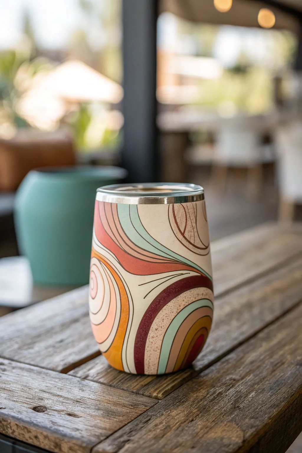 Sip in style with this uniquely crafted abstract art tumbler—where minimalism meets boho charm.