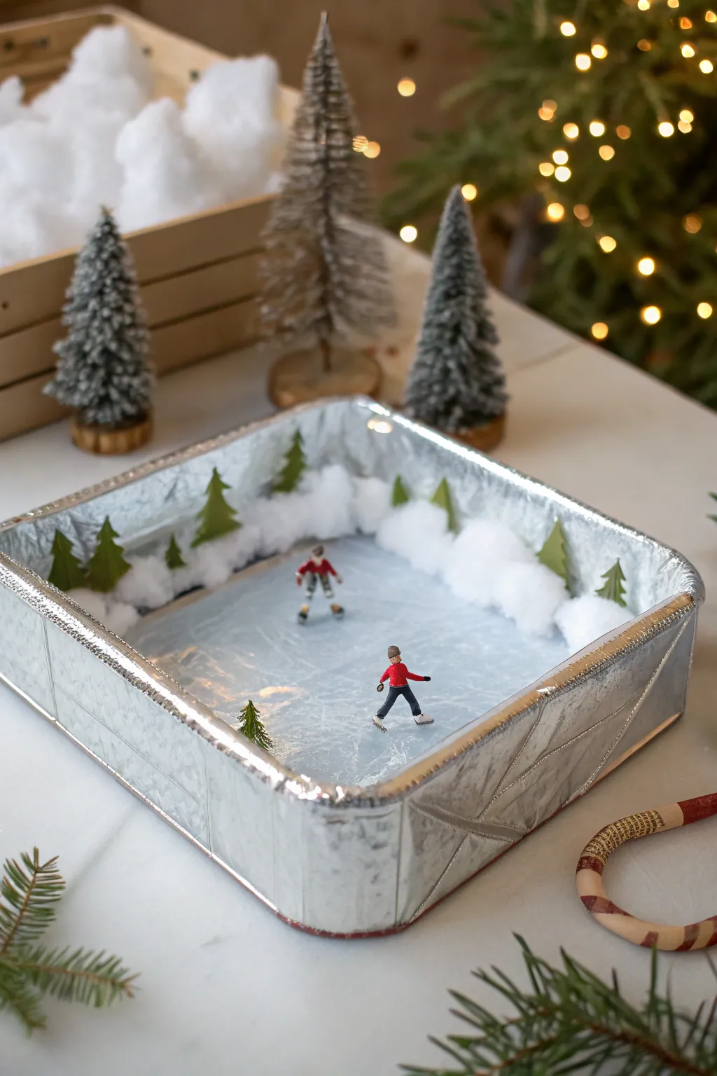Let your imagination glide into winter wonderland with this charming DIY ice skating rink diorama!