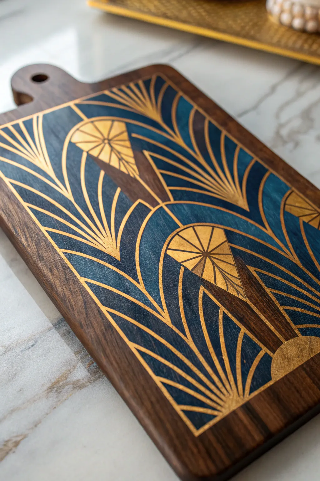 Elevate your kitchen aesthetics with a bold Art Deco cutting board masterpiece.