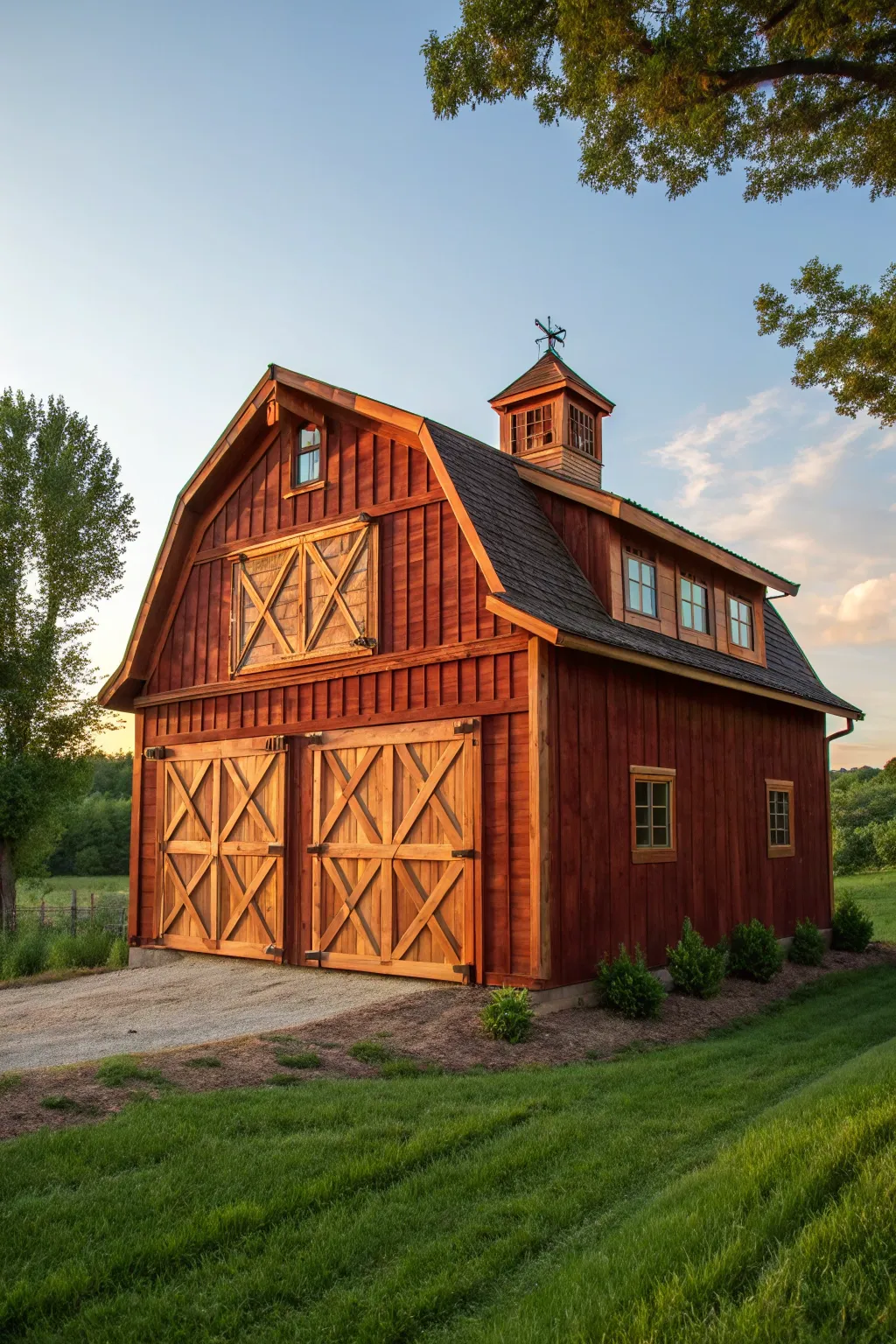 Embrace grandeur and functionality with a barn-style shed, where craftsmanship meets elegance.