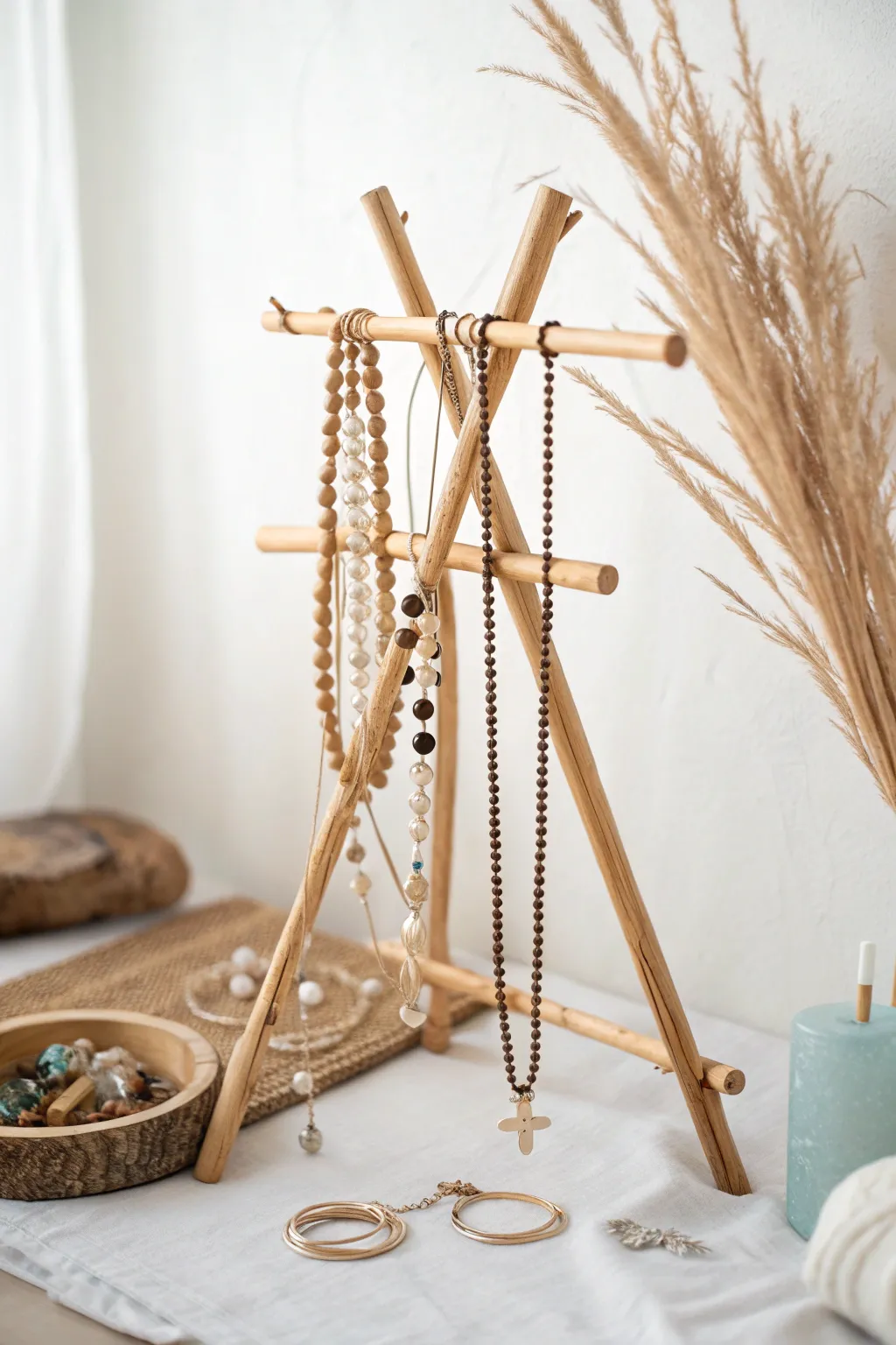 Elevate your jewelry display with this chic, handcrafted wooden stick holder—where simplicity meets style.