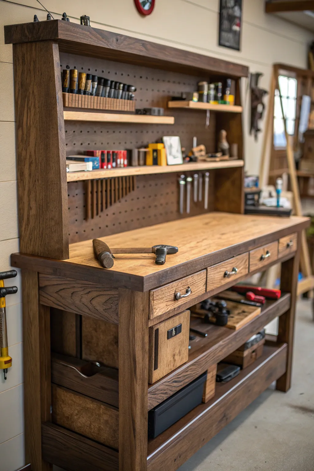 Elevate your workspace with expertly crafted workbench shelving—where organization meets style.