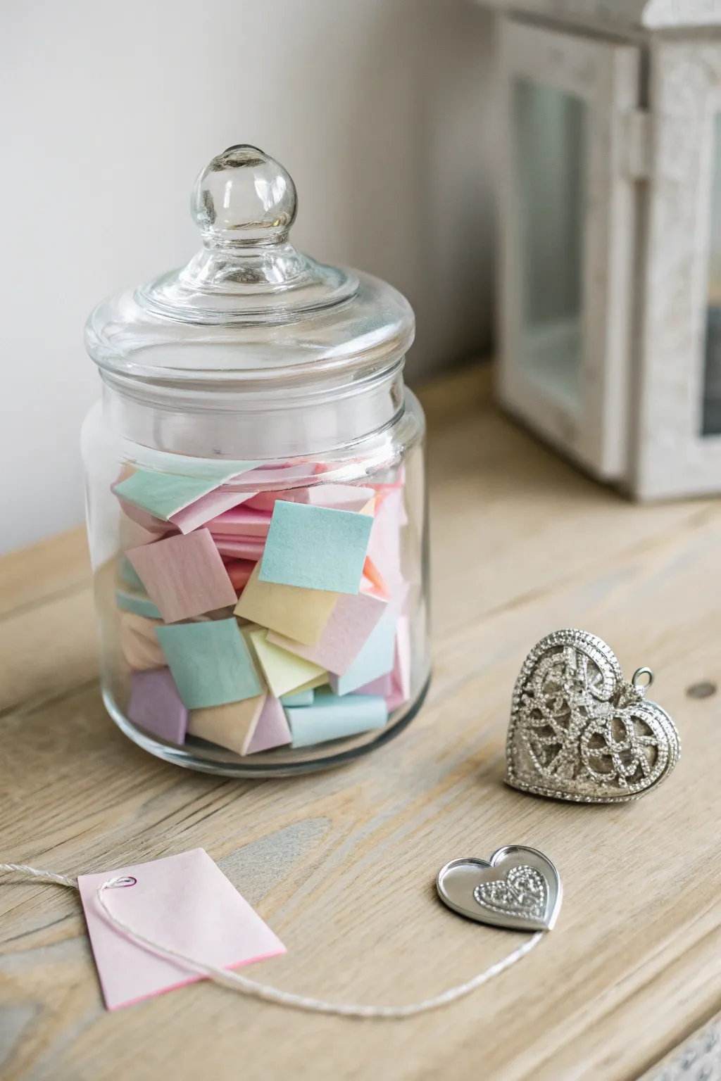 Capture your love with a touch of elegance: a keepsake jar filled with heartfelt notes and a tiny charm.
