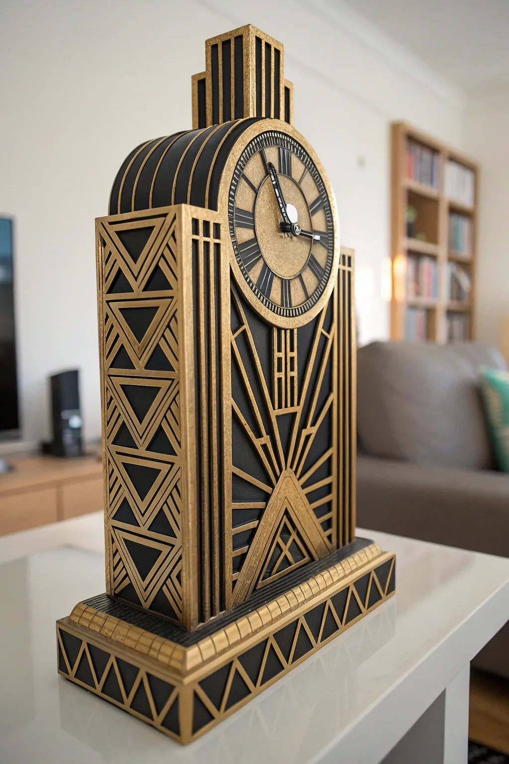 Timeless elegance: This 3D-printed art deco clock adds a touch of retro sophistication to any space.