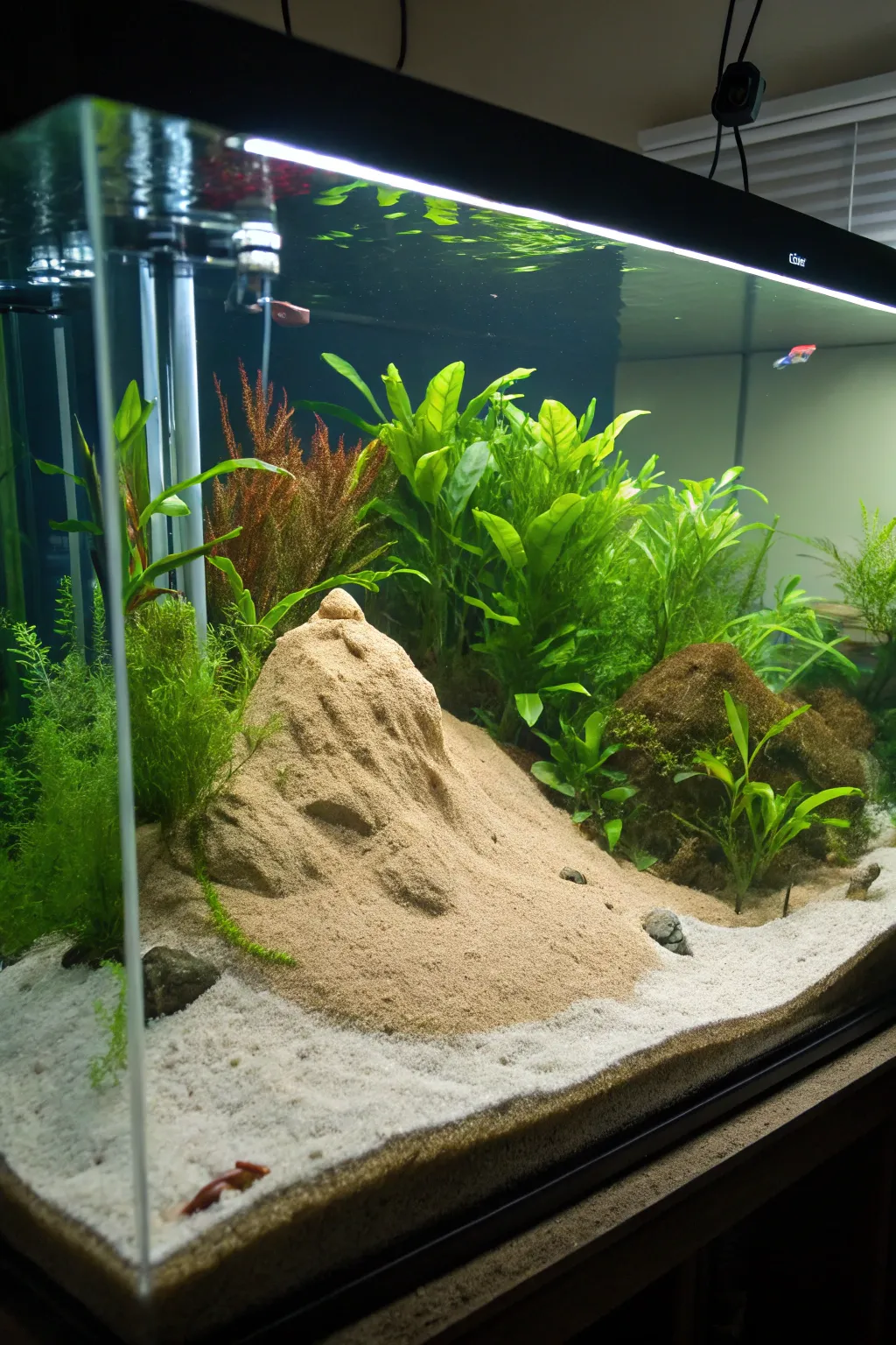 Transform your space into an island paradise with this stunning 55-gallon aquarium setup.