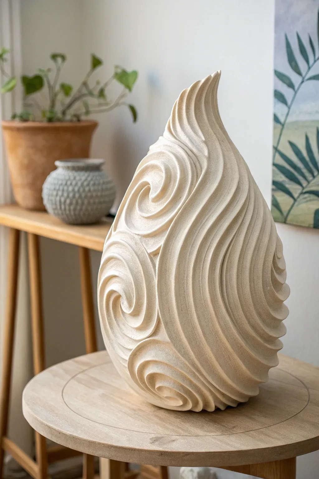 Embrace the fluidity of form with this captivating clay sculpture, where art meets motion.
