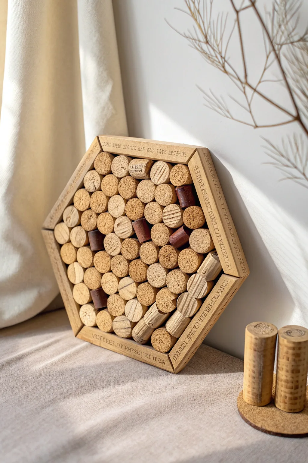Sustainable elegance: Transform wine corks into stunning minimalist art.