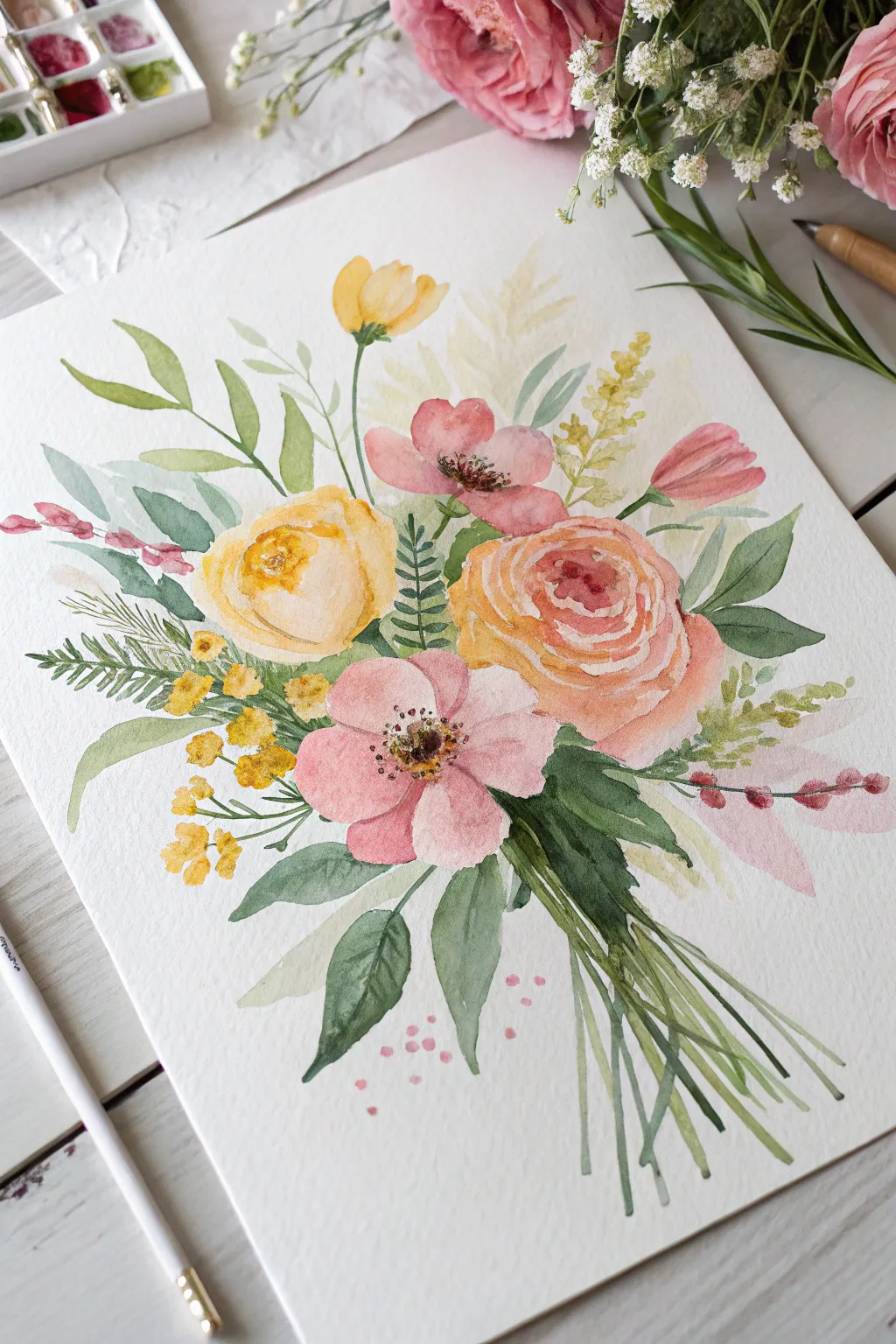 Elevate your space with the natural beauty of vibrant watercolor florals. 🌸 #WatercolorArt #MinimalistDecor