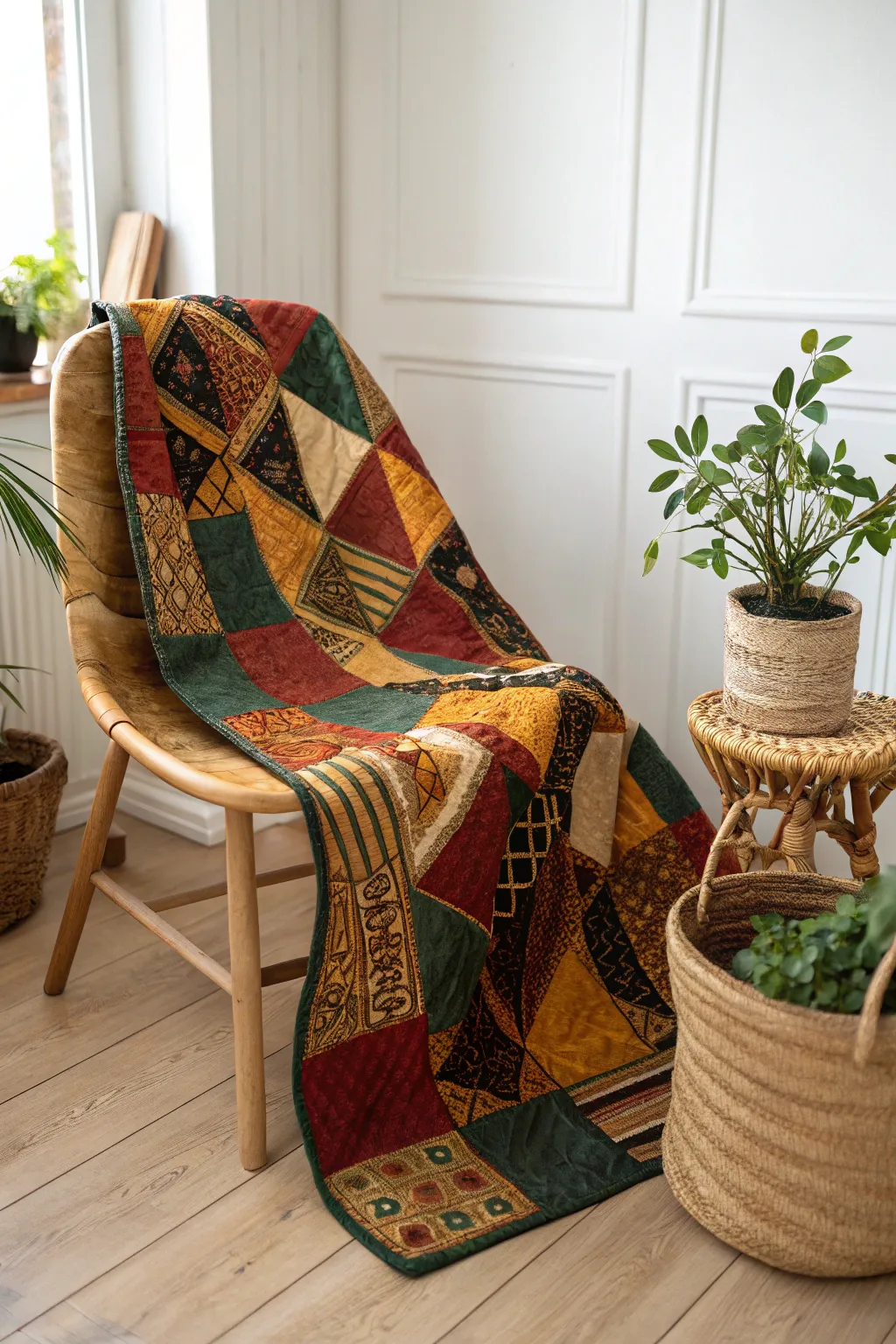Wrap yourself in warmth and culture with a stunning African fabric patchwork quilt.