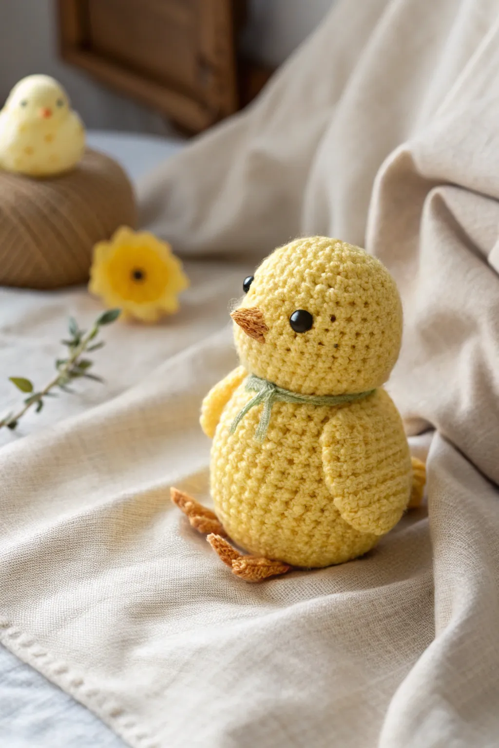 Bring a touch of joy to your space with this charming amigurumi chick, a perfect blend of minimalist style and boho warmth.
