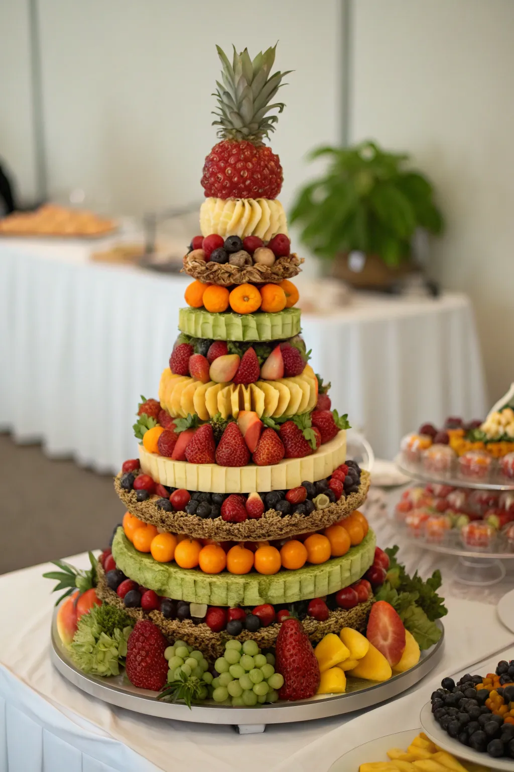 A beautiful and delicious edible centerpiece for Annakut.