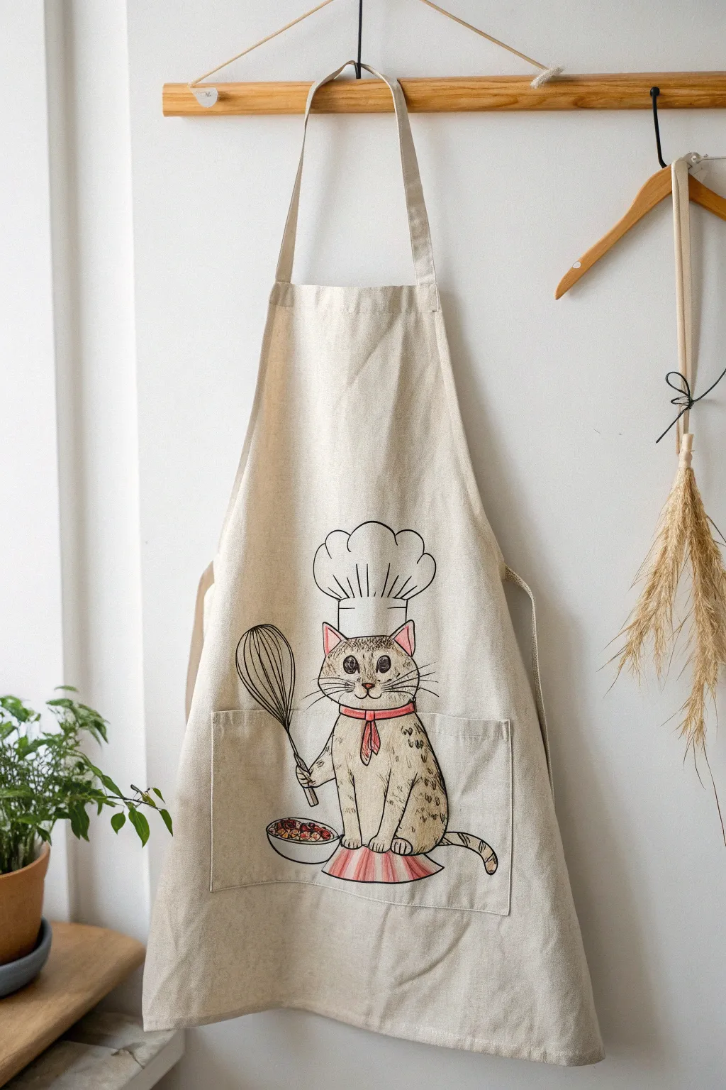 Whisk your way to joy with this delightful cat chef apron, where whimsy meets minimalist elegance.