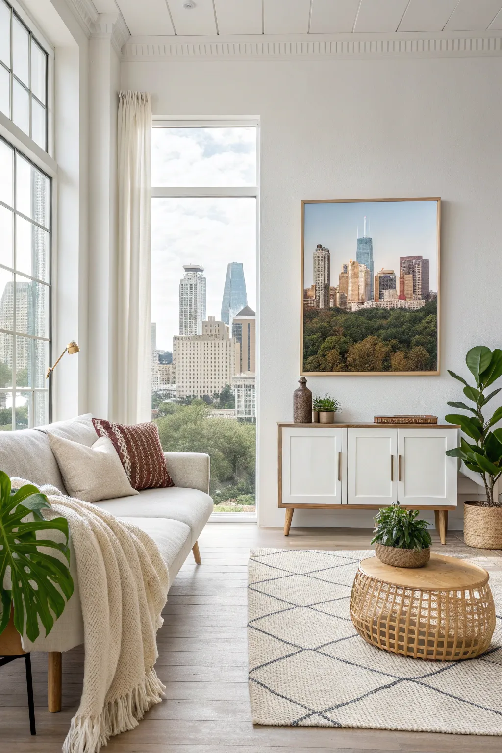 Bring the vibrant essence of Austin into your home with this minimalist cityscape art.