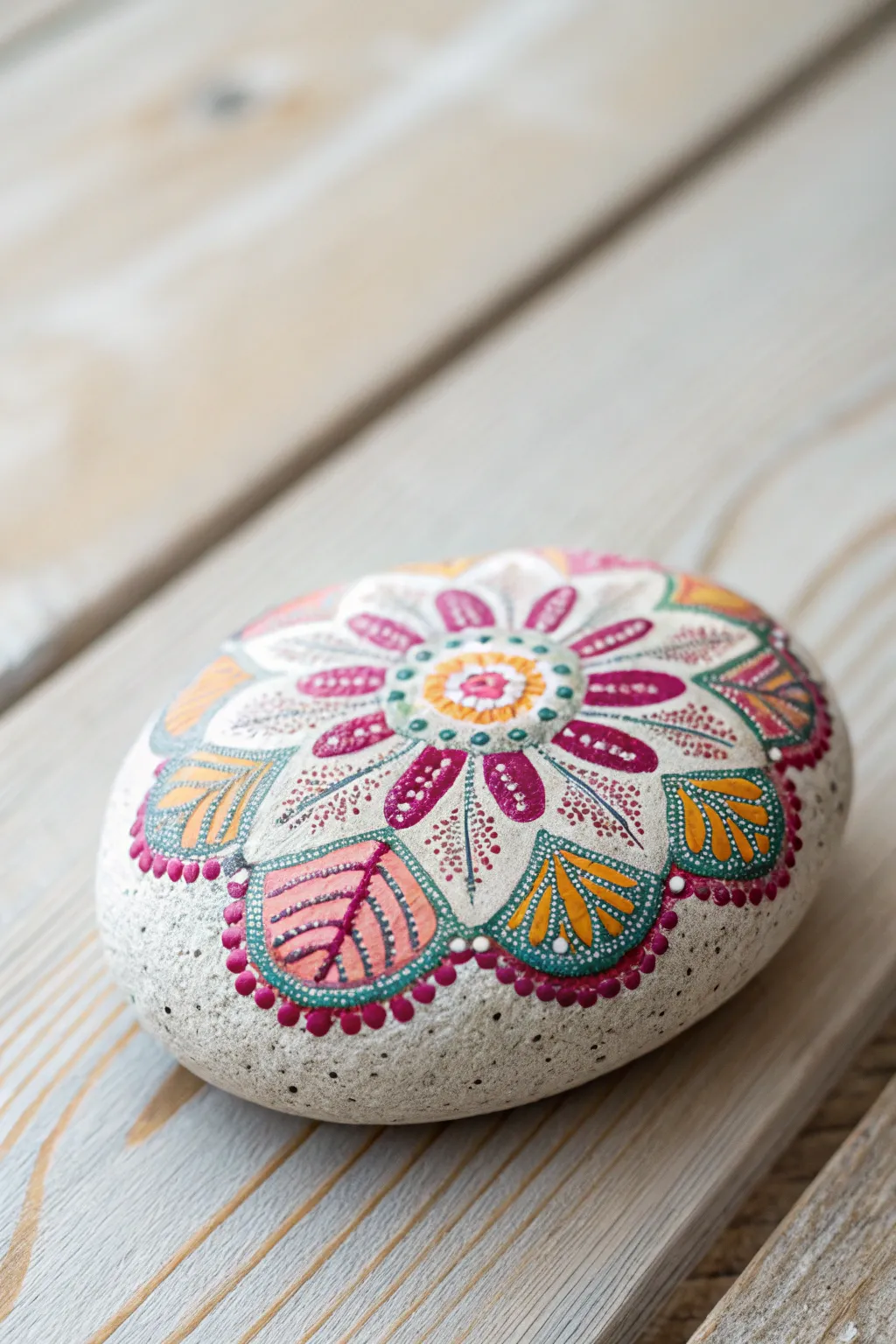 Transform nature's canvas into vibrant art with hand-painted rock designs.