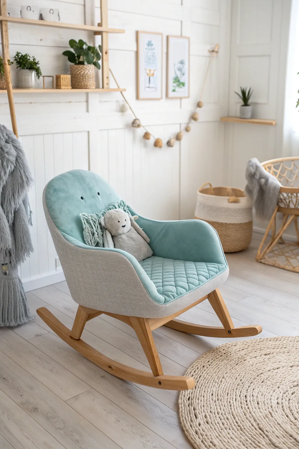 Rock into joy with this charming plush rocker, the perfect blend of playfulness and style for your little one's nursery.