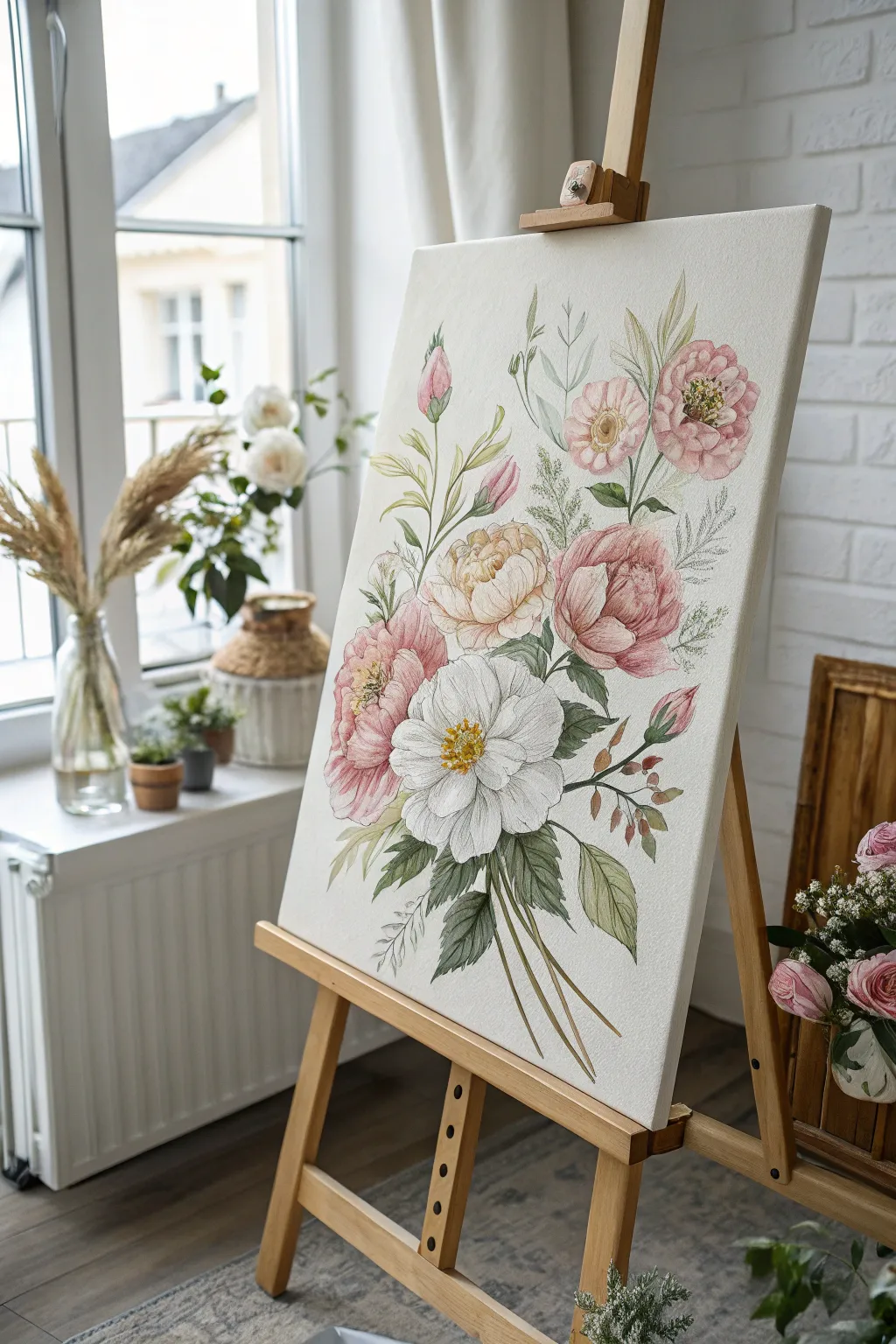 Embrace the simplicity and charm of nature with this Floral Fantasy painting, perfect for adding a touch of elegance to any baby shower decor.