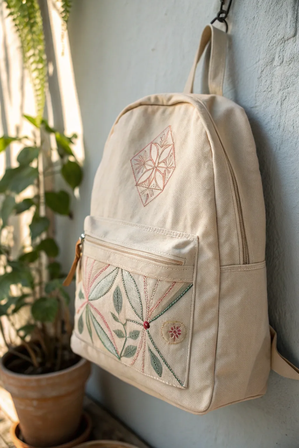 Embrace elegance with minimalist embroidery on your backpack—where simplicity meets style.