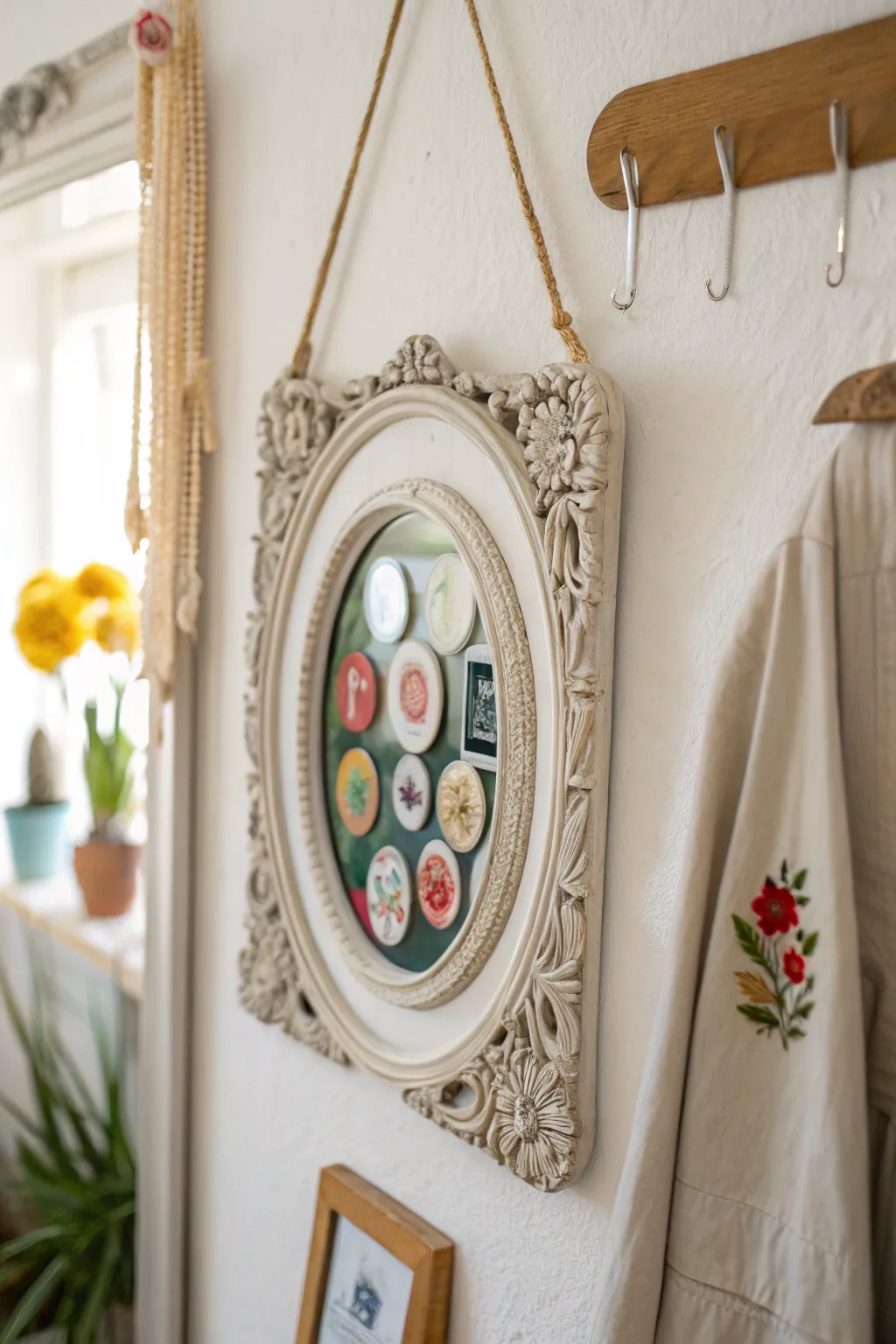 Transform vintage elegance into a unique badge showcase with Scandinavian simplicity.