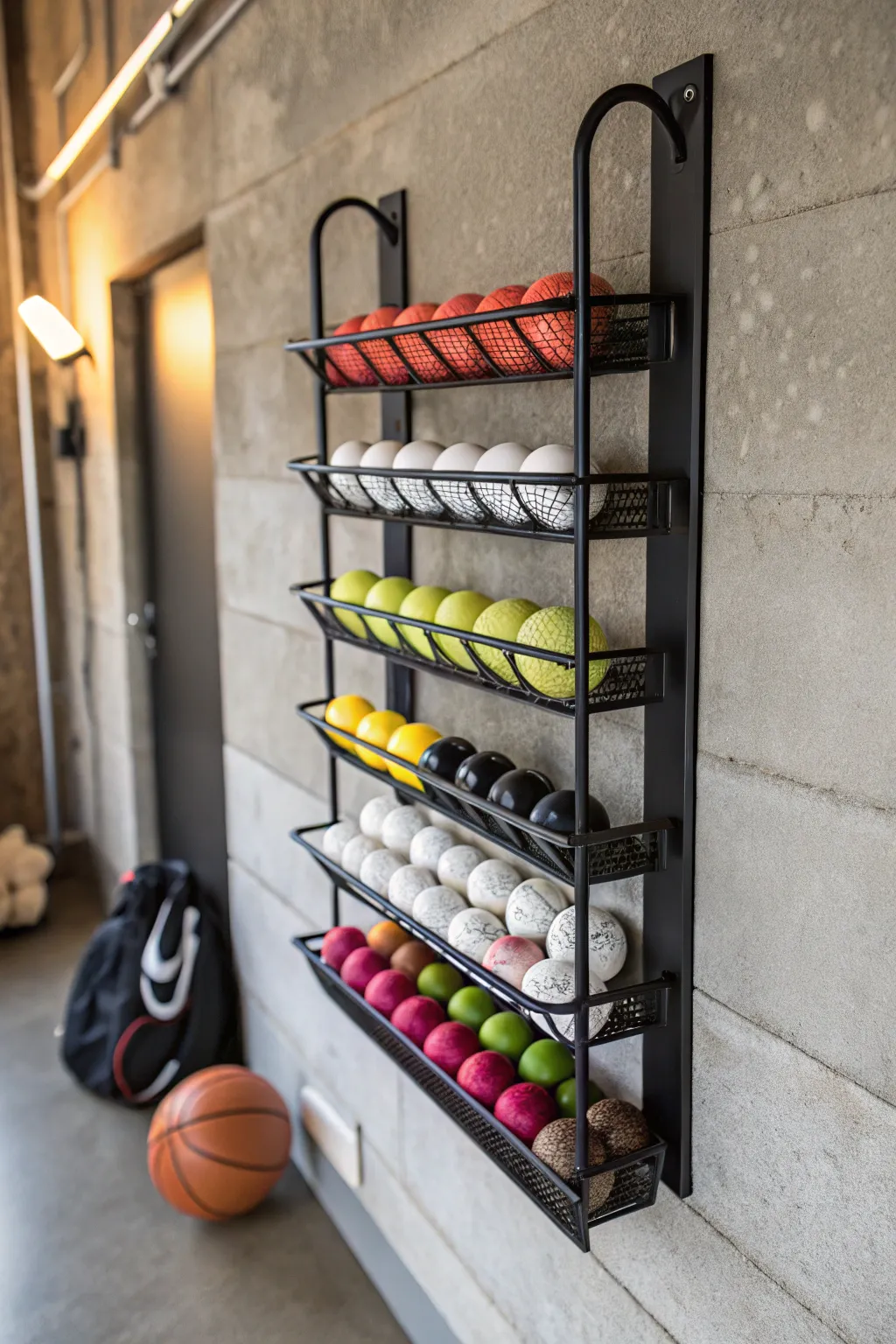 Transform function into flair with a repurposed shoe organizer for your garage.