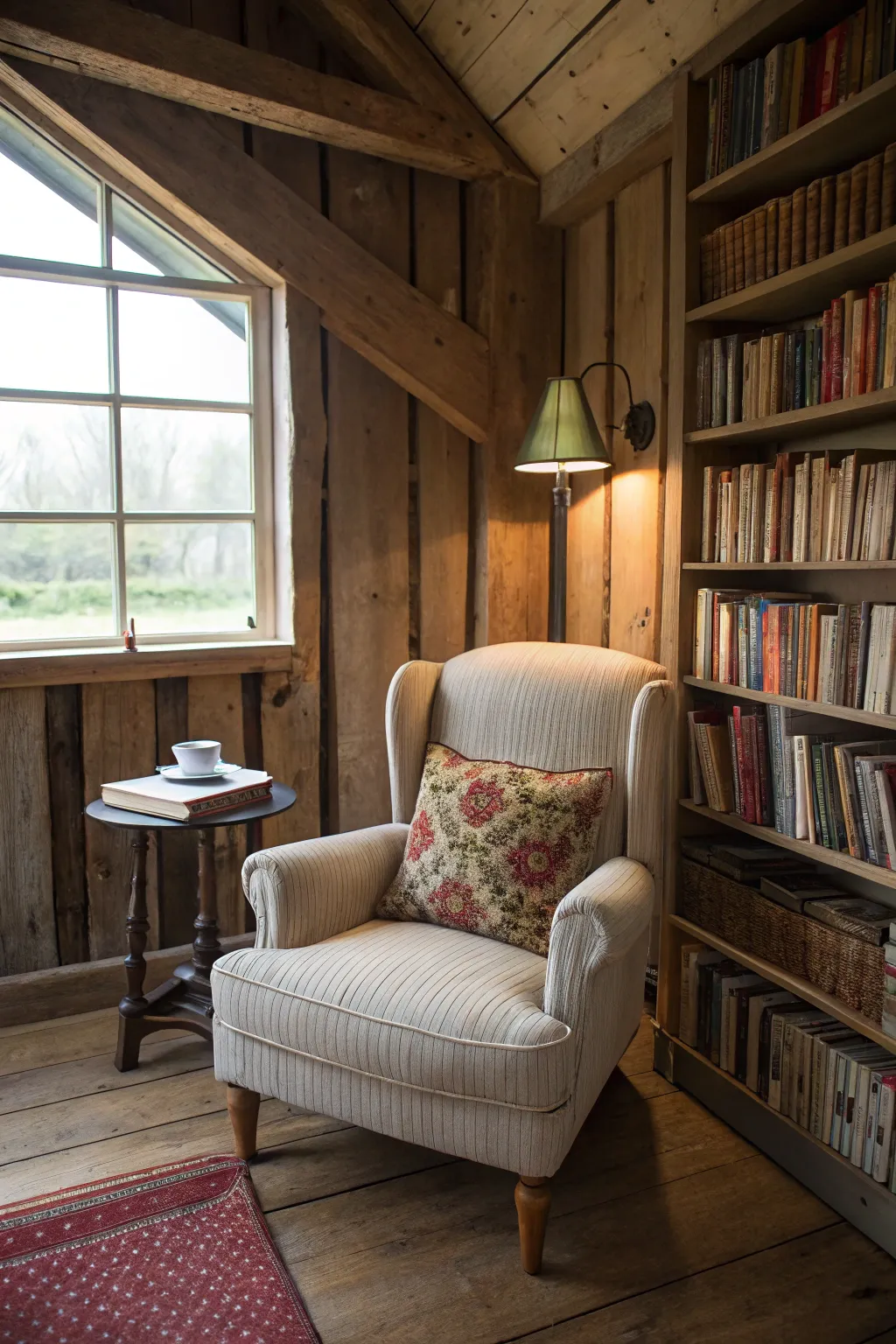 A reading nook that invites relaxation and reflection.