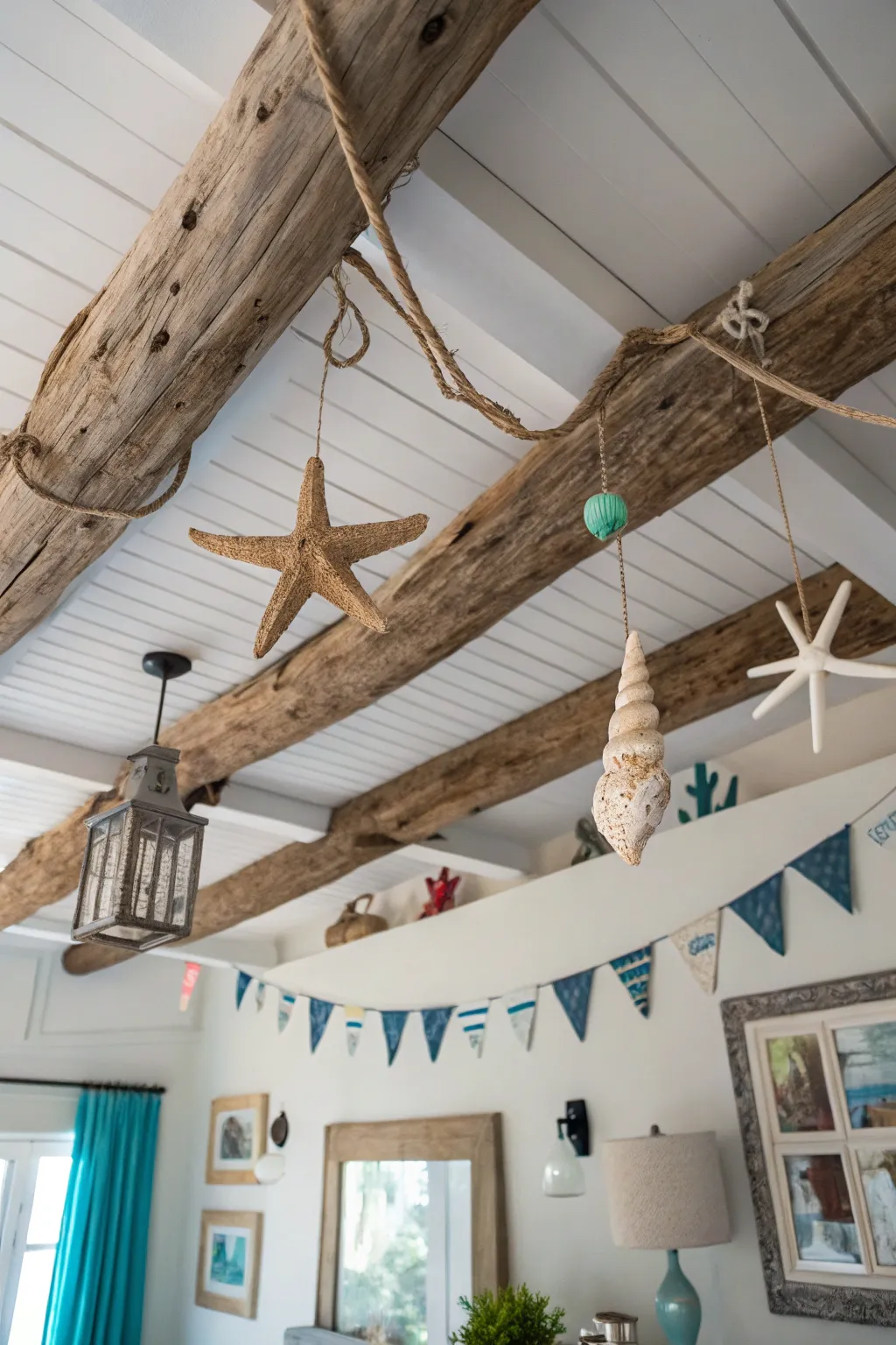 Driftwood accents add a unique coastal touch.