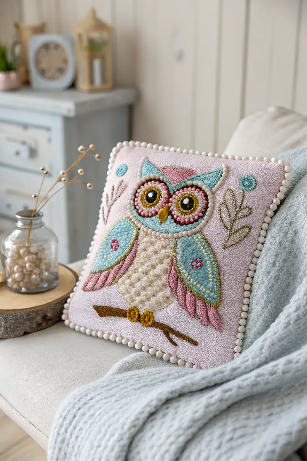 Embrace whimsy and craftsmanship with a beaded owl motif, perfect for adding a playful touch to any space.