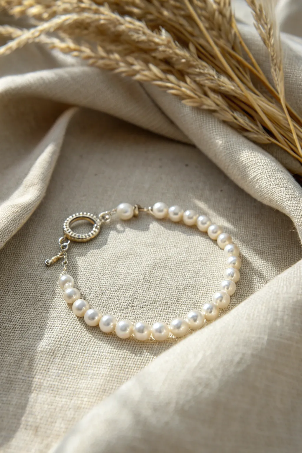 Elevate elegance: Discover the seamless beauty of a pearl clasp on your favorite bracelet.