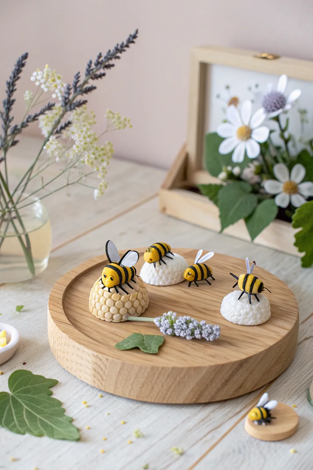 Explore the enchanting world of bees with this minimalist, handcrafted diorama. Perfect for little nature enthusiasts!