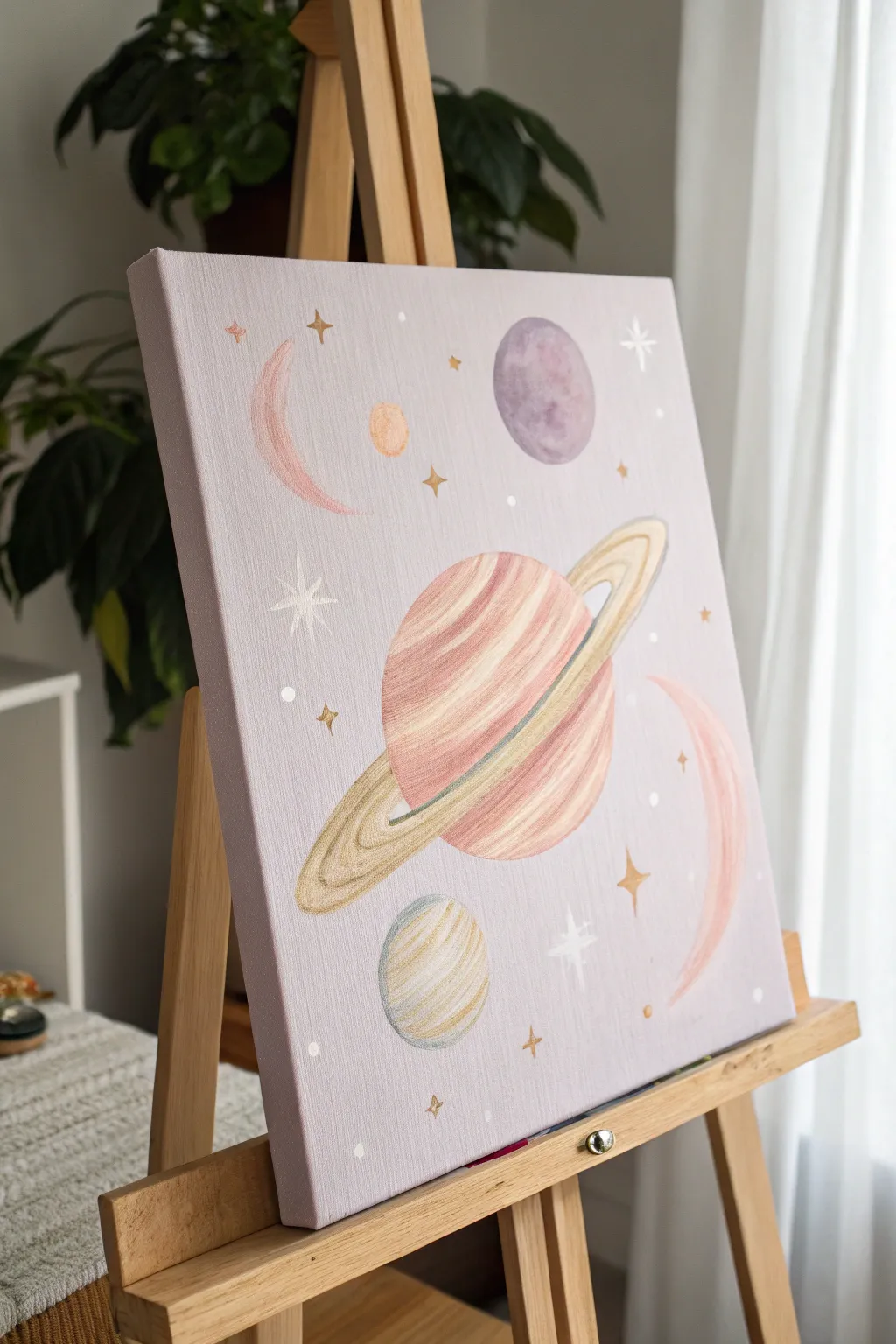 Explore the cosmos with a touch of elegance and simplicity. Perfect for beginner painters seeking celestial inspiration.