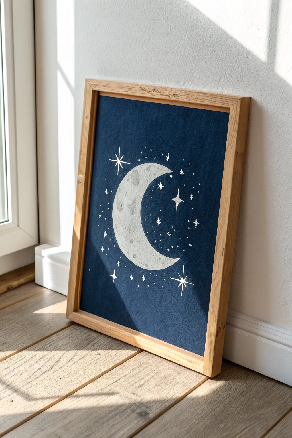 Embrace the tranquility of night with this minimalist moon masterpiece. Perfect for adding a touch of serene beauty to your space.