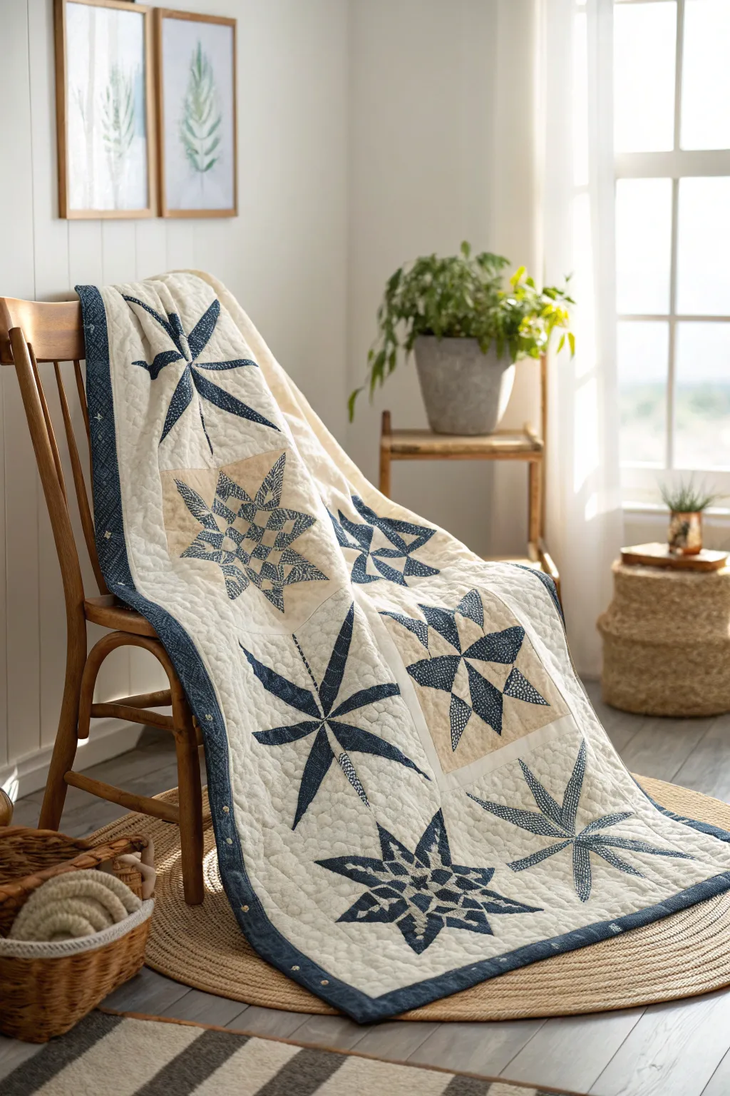 Wrap yourself in the night sky with this stunning star-patterned quilt, where simplicity meets celestial elegance.