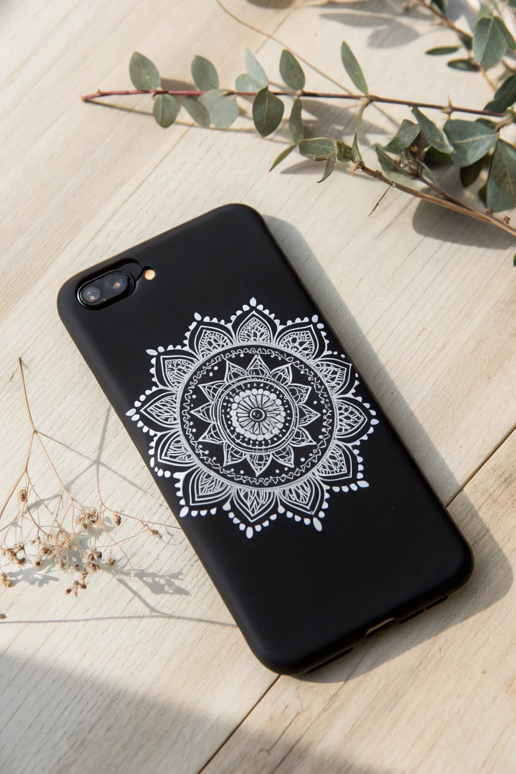 Embrace tranquility with a mystical mandala design on your phone case. A perfect blend of minimalism and boho charm.