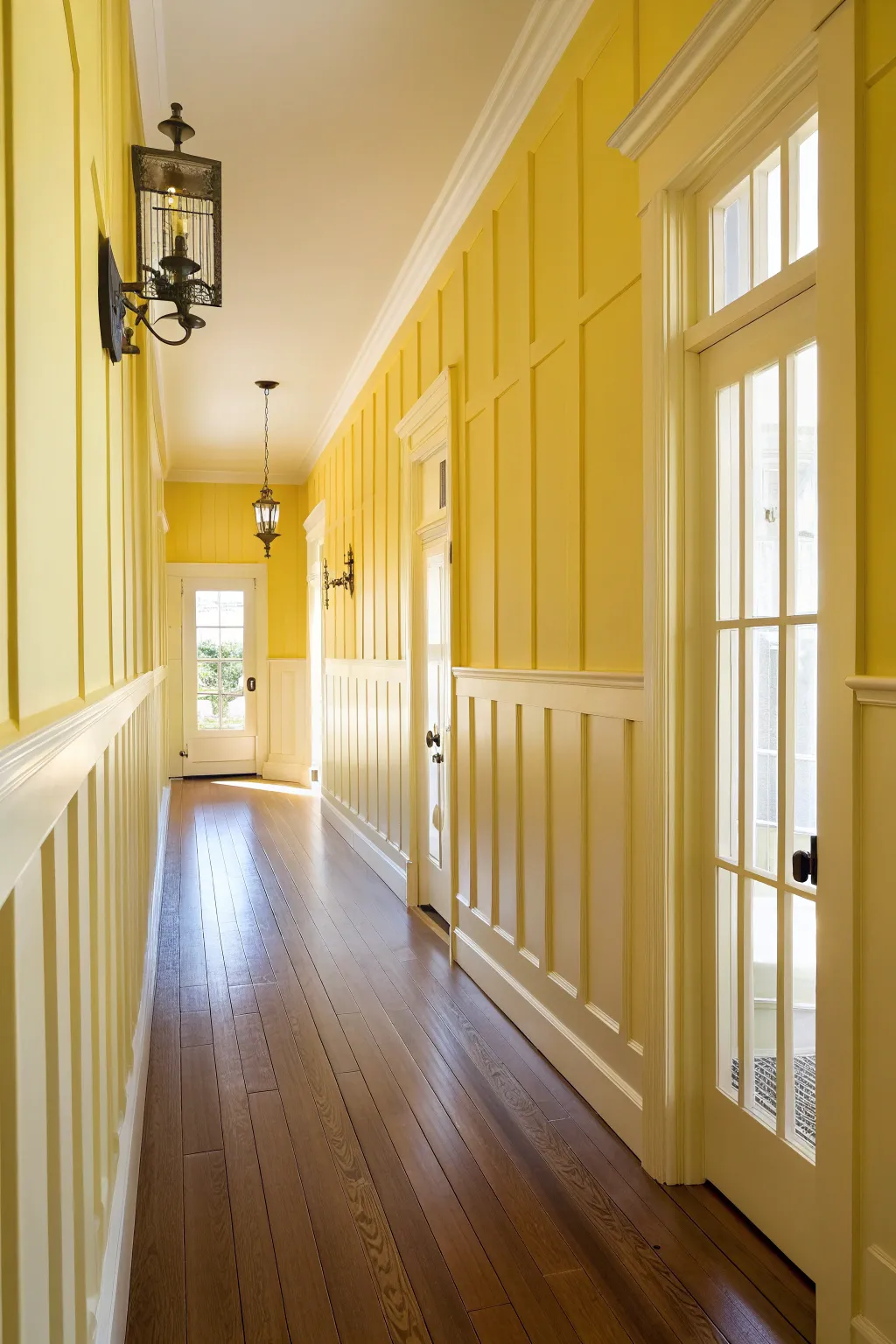 Transform your hallway with a burst of sunny yellow—where classic meets contemporary elegance.
