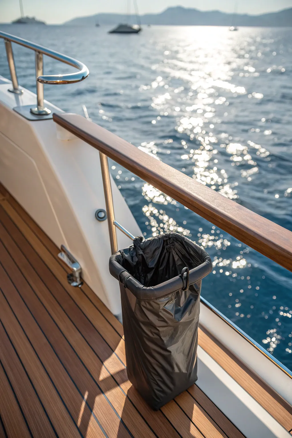 Effortless style meets functionality: Keep your boat pristine with these chic suction cup trash bags.