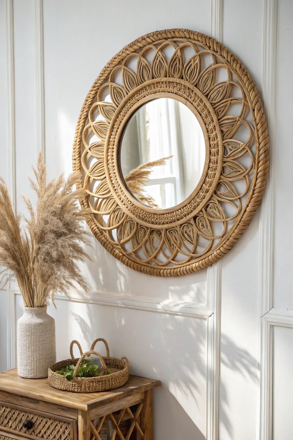 Bring a touch of nature indoors with this stunning wicker mirror frame - where boho meets minimalism!