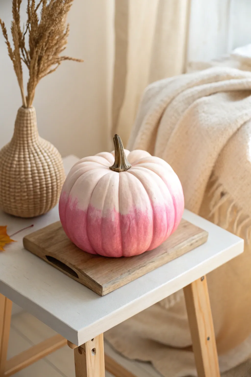 Transform your pumpkin into a chic statement piece with a stunning pink ombre effect. #BreastCancerAwareness #PumpkinArt