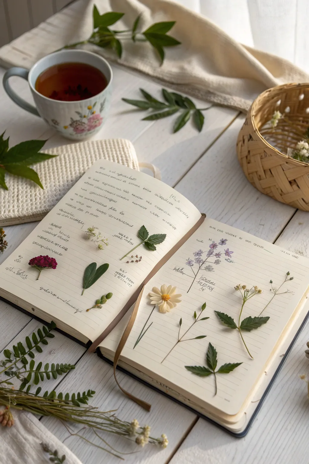 Embrace the beauty of nature in your bullet journal with pressed flowers and organic textures. 🌿✨ #NatureInspiredJournaling
