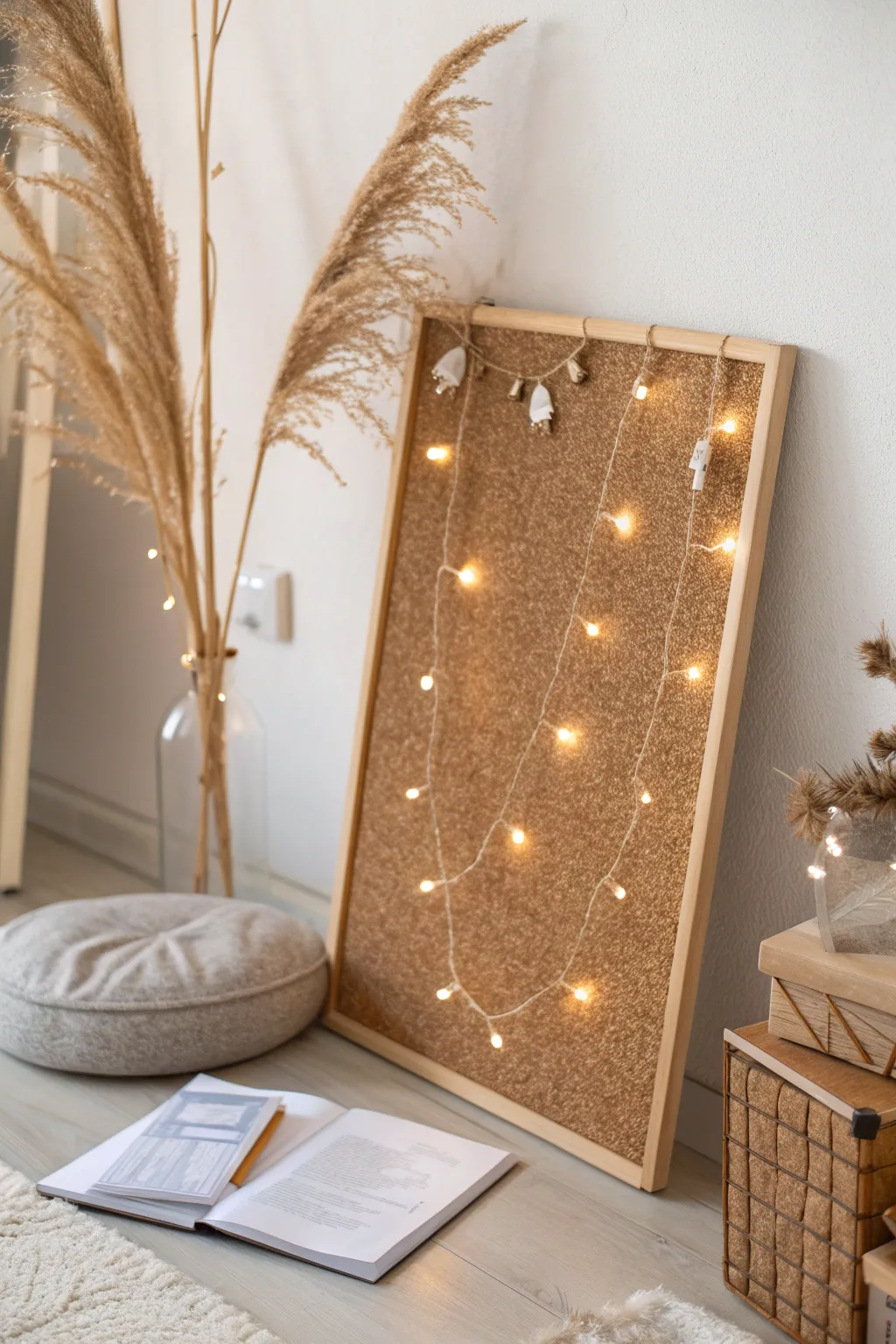Illuminate your ideas with cozy string lights for a perfect blend of Scandinavian minimalism and boho charm.