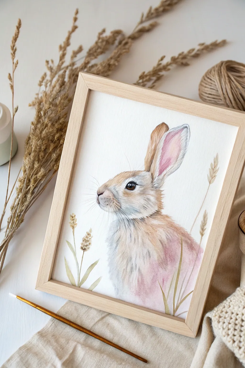Embrace the gentle beauty of bunnies through minimalist watercolor art.