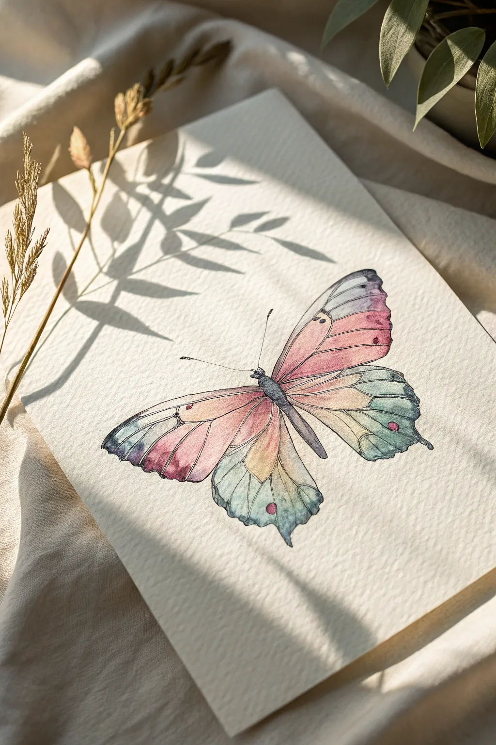 Capture the ethereal beauty of nature with a minimalist watercolor butterfly.