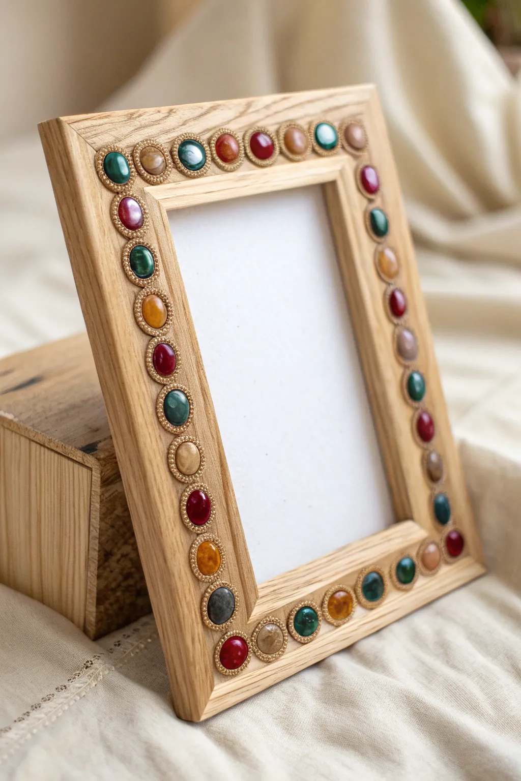 Transform your decor with a touch of boho elegance using cabochon-adorned frames.