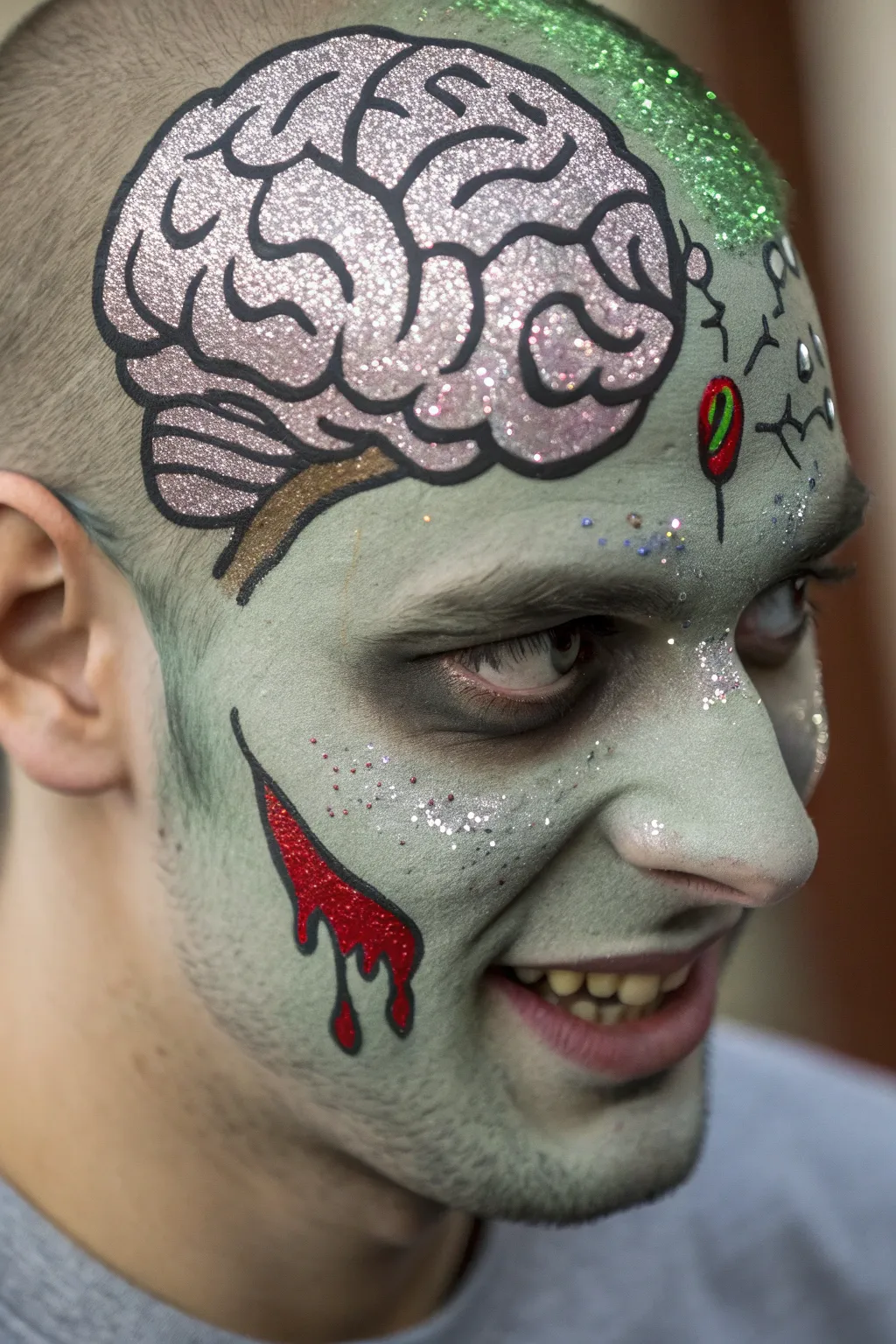 Add a touch of sparkle to your undead look with a glittery brain twist!