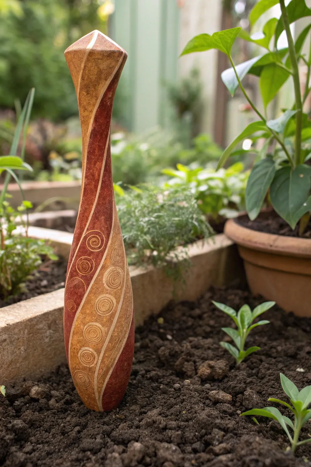 Elevate your garden’s charm with handcrafted earth-toned ceramic markers.